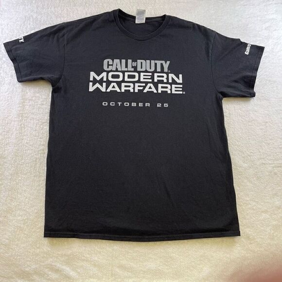 Large Black GameStop Modern Warfare Call of Duty T Shirt October 25 Promo - Picture 1 of 15